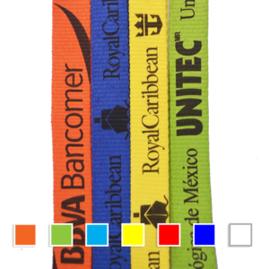 E5007-25, Portagafete estampado 1 tinta en cinta abarrotada con bandola básica. 7 diferentes colores de línea. Aplicamos descuentos por volumen.