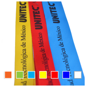 E2018, Portagafete estampado 1 tinta en listón satinado con bandola básica. 7 diferentes colores de línea. Aplicamos descuentos por volumen.