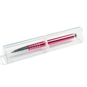 BL-071, Boligrafo metalico con touch y estuche individual de plástico con tinta negra, colores: negro, rojo, naranja, blanco, rosa, azul y plata