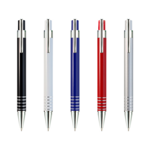 BL-164, Bolígrafo Treviglio. Bolígrafo promocional con barril de aluminio, clip metálico cromado y tinta de escritura azul.