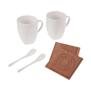 SBC1242, Set para café o té con porta tazas de bambú para 2 personas. Contenido: 6 Pzas. Presentación: caja de regalo en color negro. CAP. por taza: 10 OZ.