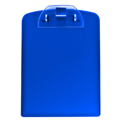 DK-037, Tabla de plástico con clip porta documentos, colores: gris, blanco, azul y rojo