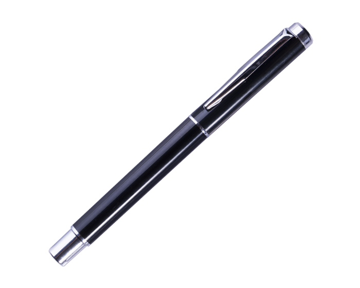 A2152, Elegante bolígrafo con tinta de gel en color negro, con cuerpo y tapa en plástico. Clip metálico.