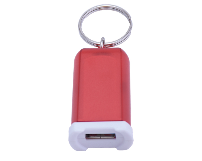 A2385, Llavero y cargador universal USB para auto de un solo puerto con tapa protectora en color traslúcido. Práctico y de gran utilidad. Voltaje: entrada de 12 a 24 V DC. Salida de 5.1Vd_1A.