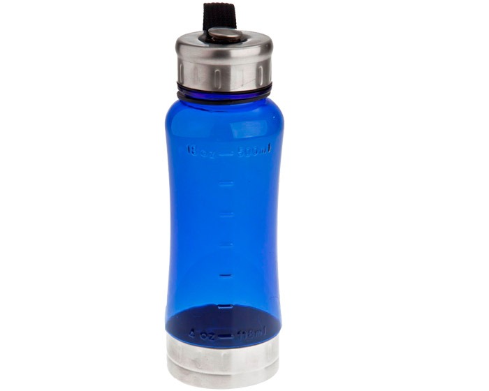 CDP0581, Cilindro deportivo de plástico y acero inoxidable con tapa de rosca y correa. CAP. 500 ml. *BPA FREE.