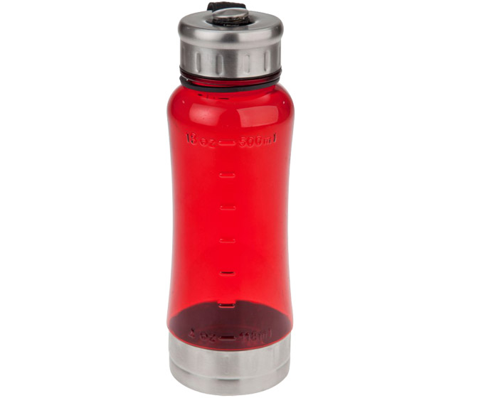 CDP0581, Cilindro deportivo de plástico y acero inoxidable con tapa de rosca y correa. CAP. 500 ml. *BPA FREE.