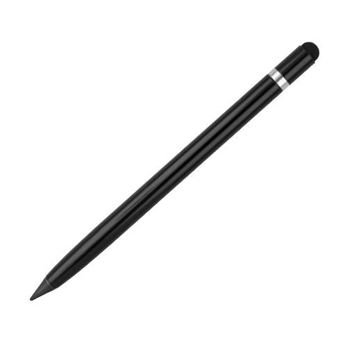 EP-21036, Bolígrafo libre de tinta con goma y touch screen. El trazo gris simula la línea de un lápiz, no deja manchas y es posible borrarlo con una goma regular, la cual está incluida al destapar la parte superior del bolígrafo.