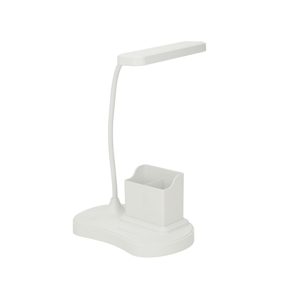 O-098, Lámpara para escritorio con multiorganizador, luz cálida y blanca, cargador incluido, potencia de 4w.