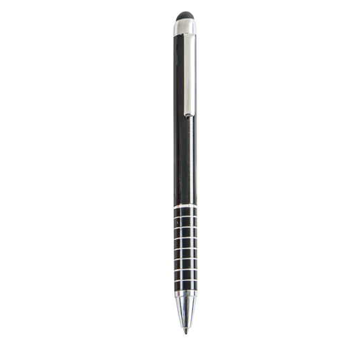 AL-5555, Bolígrafo Wekend de aluminio con mecanismo retráctil y goma touch screen.