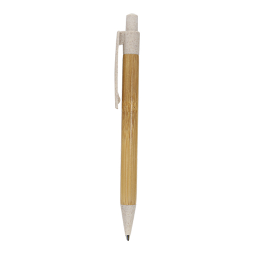 BP-5821W, Bolí­grafo de bambú con clip y punta de wheat straw (fibra de trigo) con mecanismo de click.