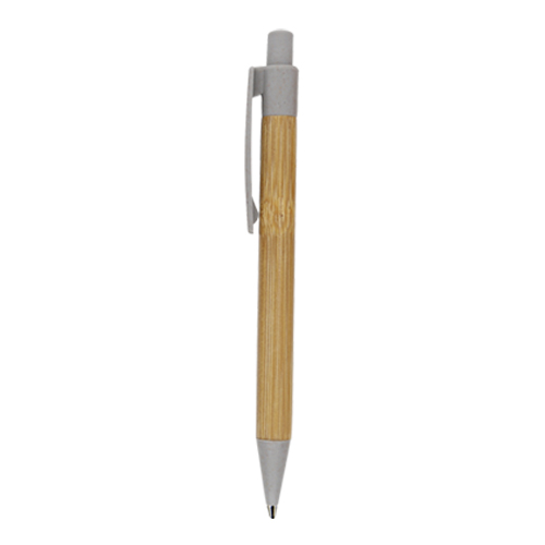 BP-5821W, Bolí­grafo de bambú con clip y punta de wheat straw (fibra de trigo) con mecanismo de click.